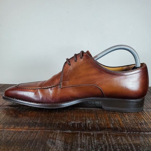 Magnanni Flex Porto Mens Size 7 Leather Plain Toe Derby Lace Up Dress Shoe Brown - Picture 6 of 12